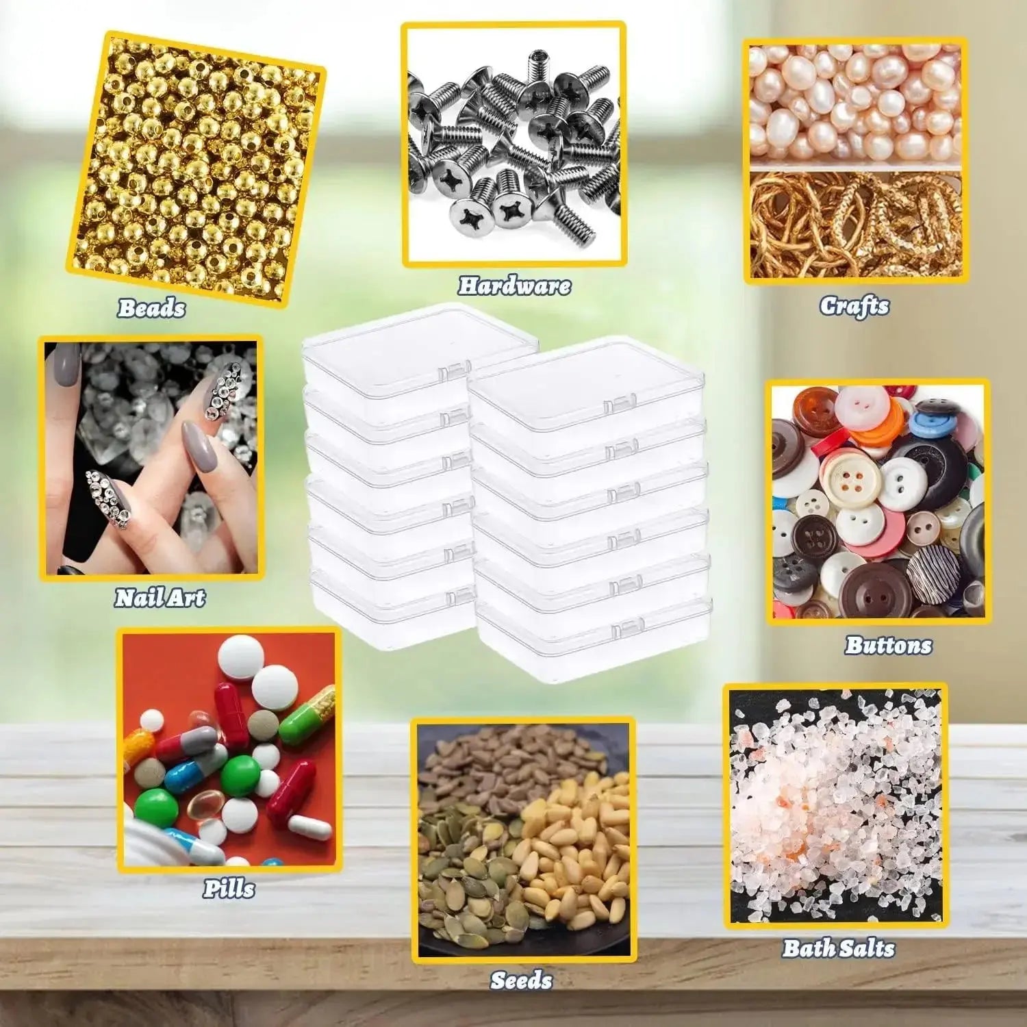 5pcs Small Plastic Containers with Hinged Lids Rectangle Clear Storage Boxes for Card Crafts Learning Supplies Screws Battery upscaleclicks