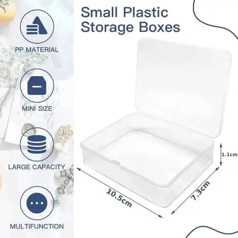 5pcs Small Plastic Containers with Hinged Lids Rectangle Clear Storage Boxes for Card Crafts Learning Supplies Screws Battery upscaleclicks