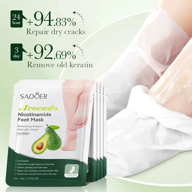 6 Pairs SADOER Fruits Foot Mask Moisturizing Foot Peeling Mask Exfoliating For Feet Spa Pedicure Exfoliant Feet Skin Care upscaleclicks