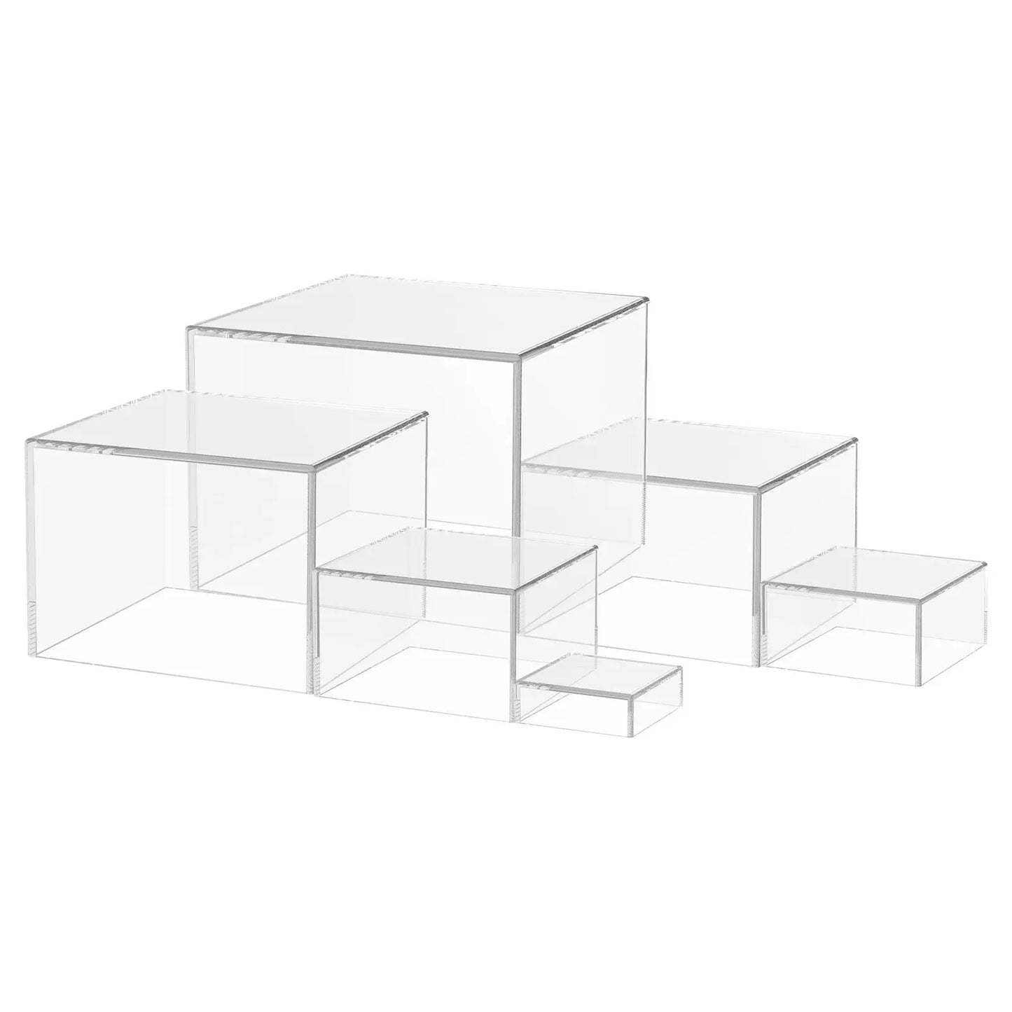6Pcs Acrylic Buffet Riser Cake Dessert Display Stands Stackable Desktop Food Stand Party Buffet Decorating Box Transparent White upscaleclicks