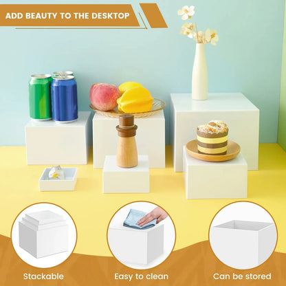 6pcs Acrylic Buffet Riser Food Display Stands Stackable Table Dessert Cake Party Buffet Display Decorating Box 6 Different Sizes upscaleclicks