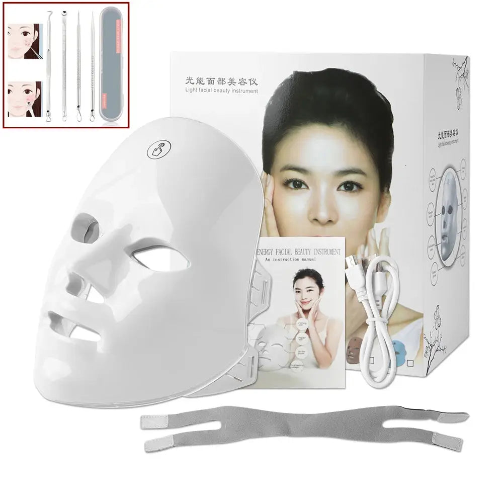 7 Colors Photon Facial LED Mask Red Light Therapy Anti Aging Face Neck Beauty Mask Relaxation Treatment Anti-Wrinkle Skin Care upscaleclicks