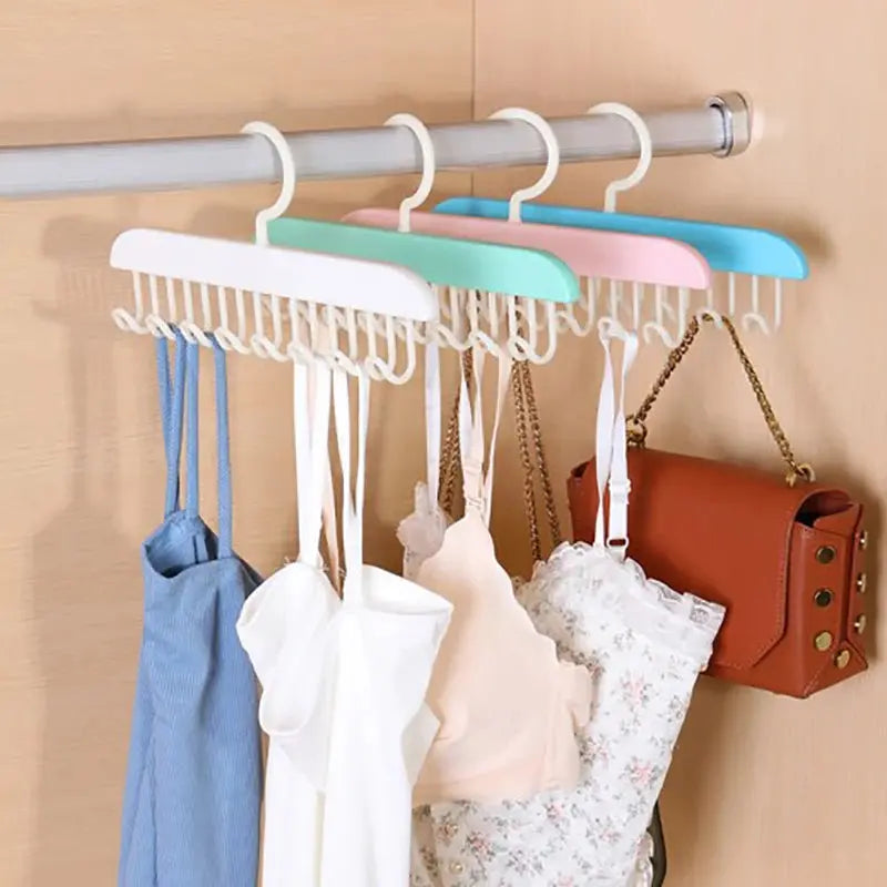 8 Hooks Bra Hanger Belts Camisole Clothes Organizer Rack Tie Hats Scarf Holder Non-slip Space Saving Wardrobe Storage upscaleclicks