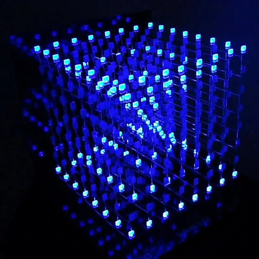 8 X8 X8 Light Cube Welding DIY Kit 3D LED Light Cubeeds Kit with Animations Self Assembly and Soldering Components