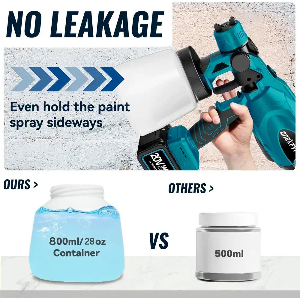 800ML Electric Spray Gun Cordless Paint Sprayer Auto Furniture Steel Coating Airbrush Compatible for Makita 18V Battery