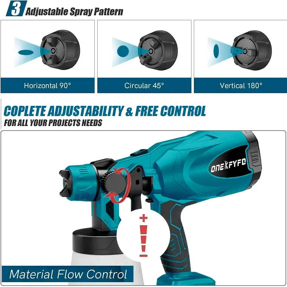 800ML Electric Spray Gun Cordless Paint Sprayer Auto Furniture Steel Coating Airbrush Compatible for Makita 18V Battery