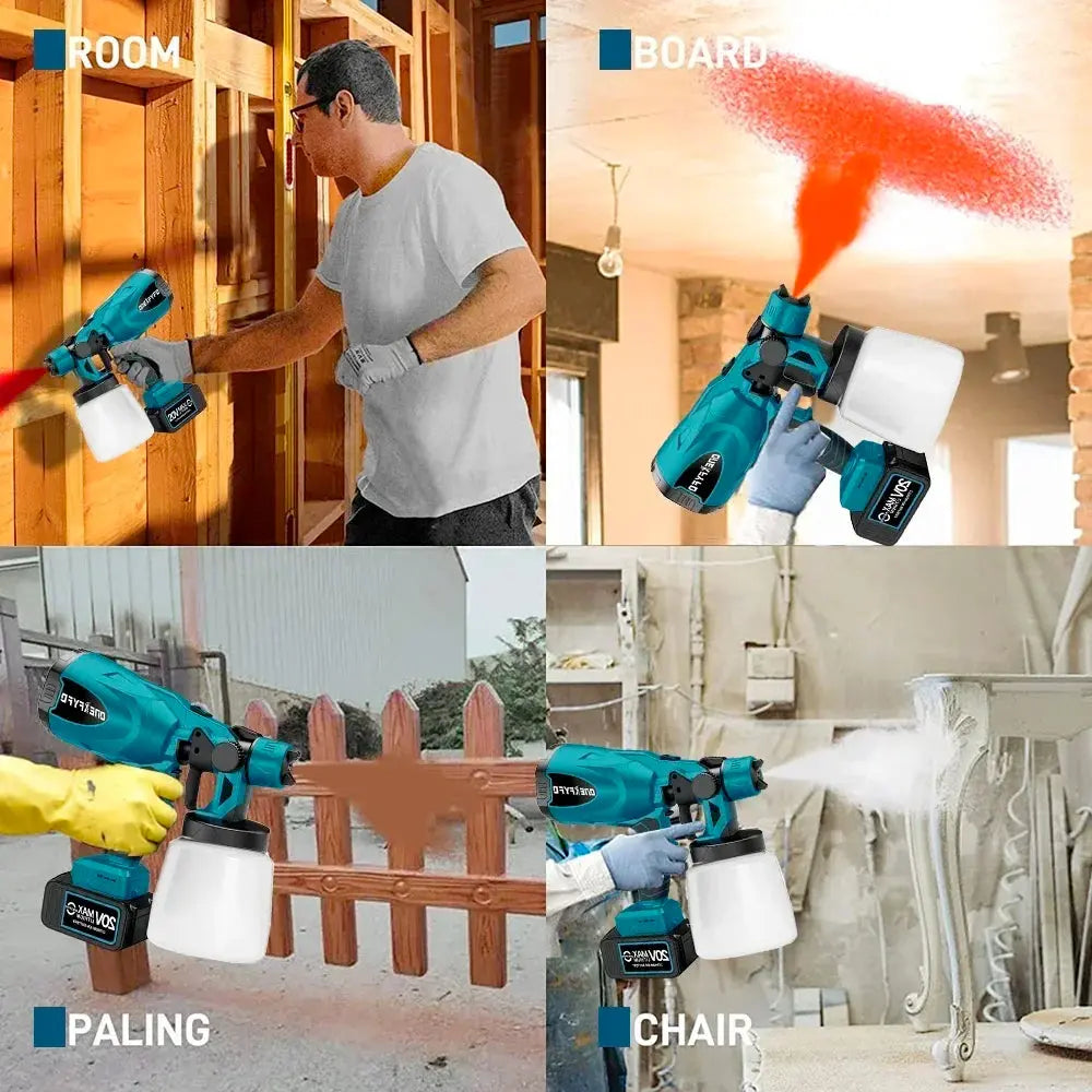 800ML Electric Spray Gun Cordless Paint Sprayer Auto Furniture Steel Coating Airbrush Compatible for Makita 18V Battery