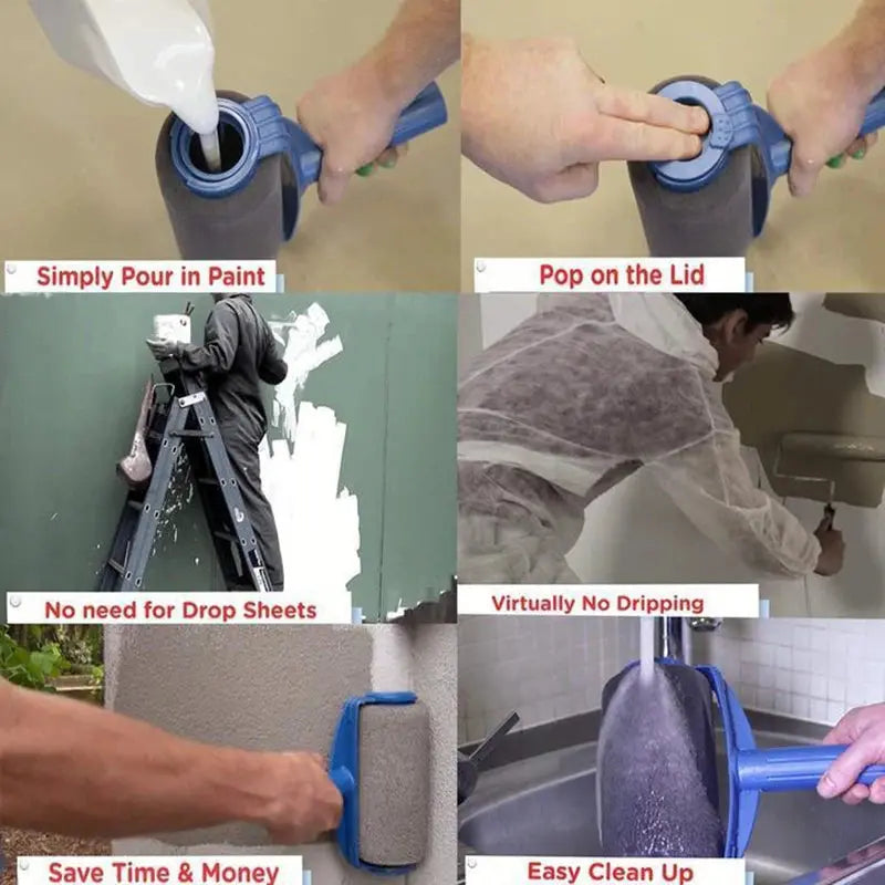 8pc/Set Multifunctional Paint Roller Corner Brush Handle Tools Wall Painting Roll DIY Household Easy to Operate Painting Brushes upscaleclicks