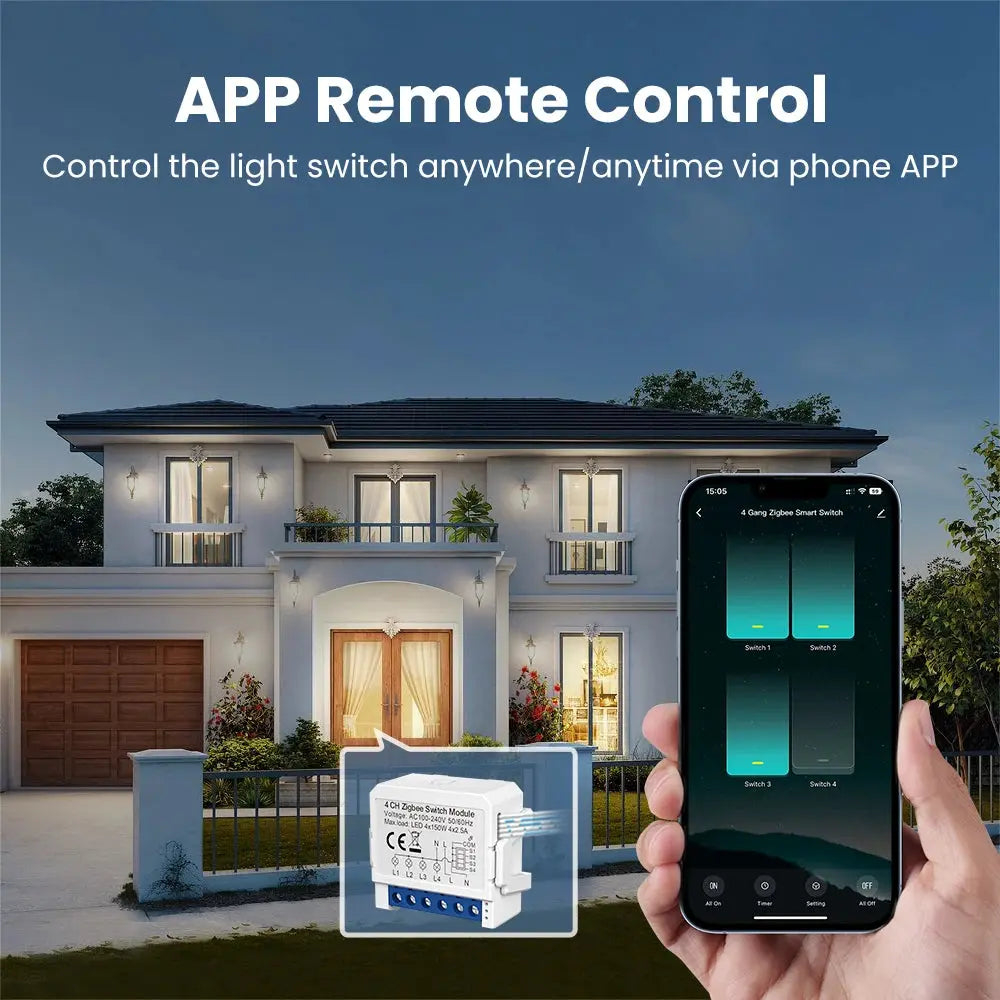 AVATTO Tuya WiFi Zigbee Smart Light Switch Module,No Neutral Wire 2 Ways Control Mini DIY Breaker Work for Alexa, google home upscaleclicks