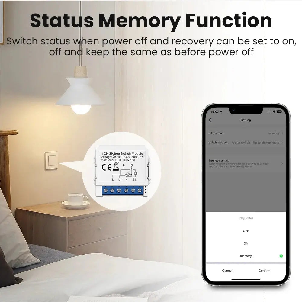 AVATTO Tuya WiFi Zigbee Smart Light Switch Module,No Neutral Wire 2 Ways Control Mini DIY Breaker Work for Alexa, google home upscaleclicks
