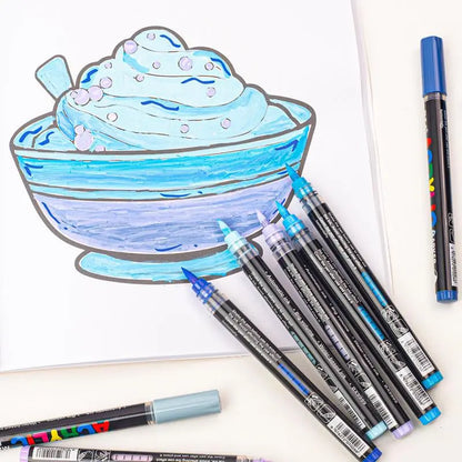 Acrylic Brush Marker Pen,1Set Waterproof Acrylic Pen with Soft Brush Nib, Art Paint Marker Pens Set for Glass Stone Wood Plastic Paper