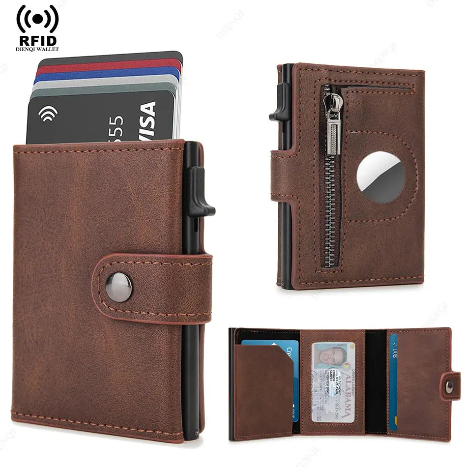 Airtag Wallet Rfid Pop Out Credit Card Holder Men Wallets Front Pocket Bifold Cardholder Case Short Male Purse for Air Tag upscaleclicks