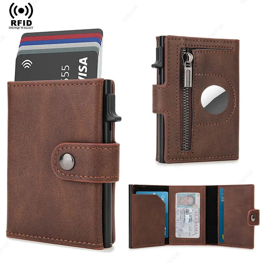 Airtag Wallet Rfid Pop Out Credit Card Holder Men Wallets Front Pocket Bifold Cardholder Case Short Male Purse for Air Tag upscaleclicks