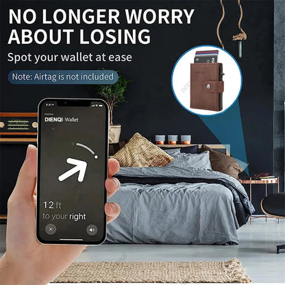 Airtag Wallet Rfid Pop Out Credit Card Holder Men Wallets Front Pocket Bifold Cardholder Case Short Male Purse for Air Tag upscaleclicks