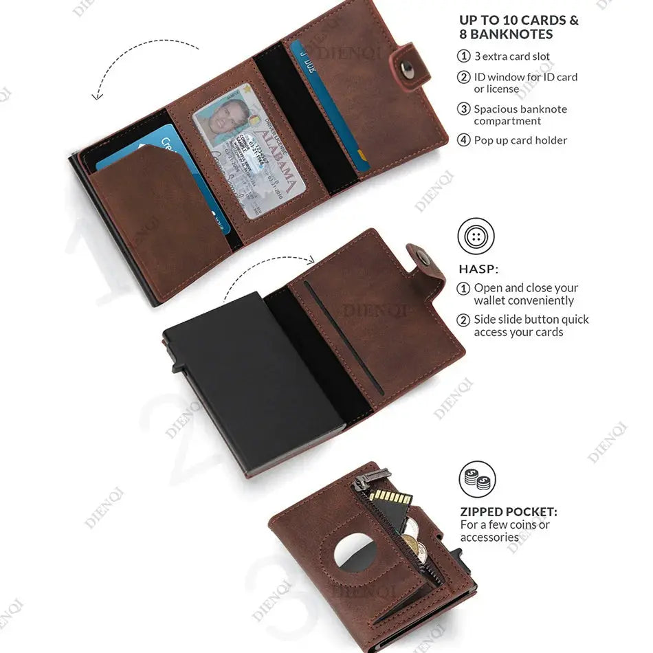 Airtag Wallet Rfid Pop Out Credit Card Holder Men Wallets Front Pocket Bifold Cardholder Case Short Male Purse for Air Tag upscaleclicks