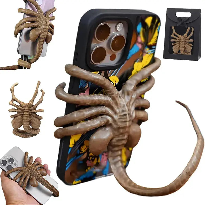 Alien Phone Holder, Creative Decorative Phone Holder Ornament Science Fiction Thriller Movie Facehugger Phone Holder Halloween upscaleclicks