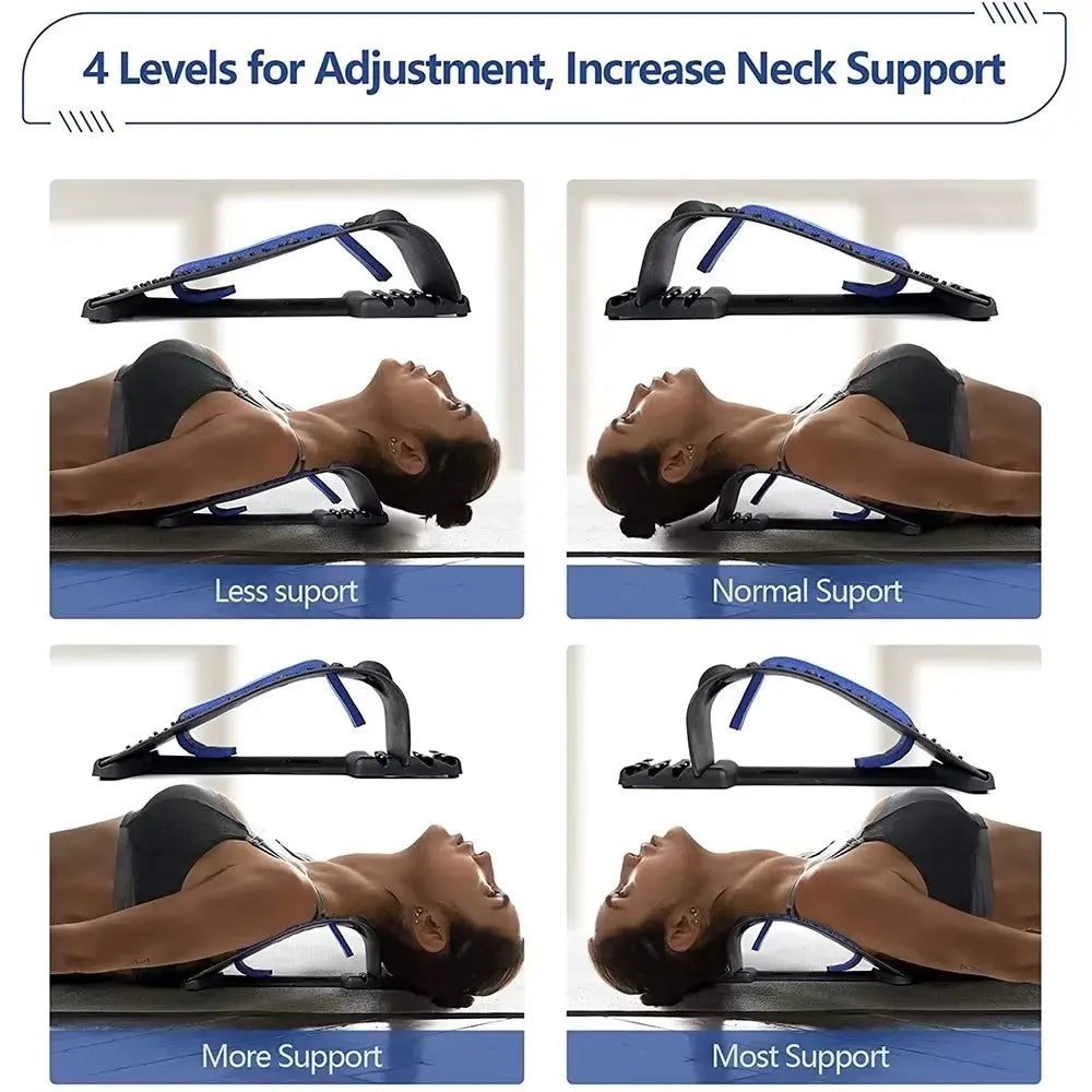 Back Stretcher Multi-Level Adjustable Back Cracker Board Lower Upper Lumbar Spine Support Pillow Waist Stretching Massage Device