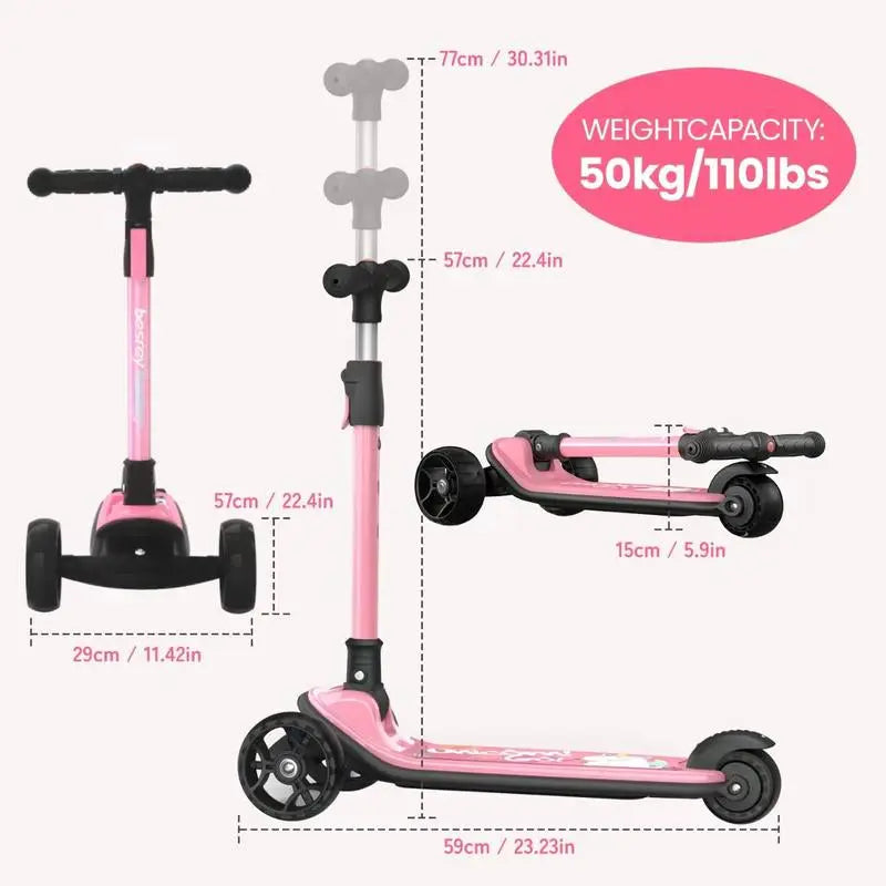 Besrey Scooter for Kid for 3-13 Years Old Adjustable Folding Kids Scooter with LED Lights Extra Wide Deck Suitable for Outdoor Toys Doona