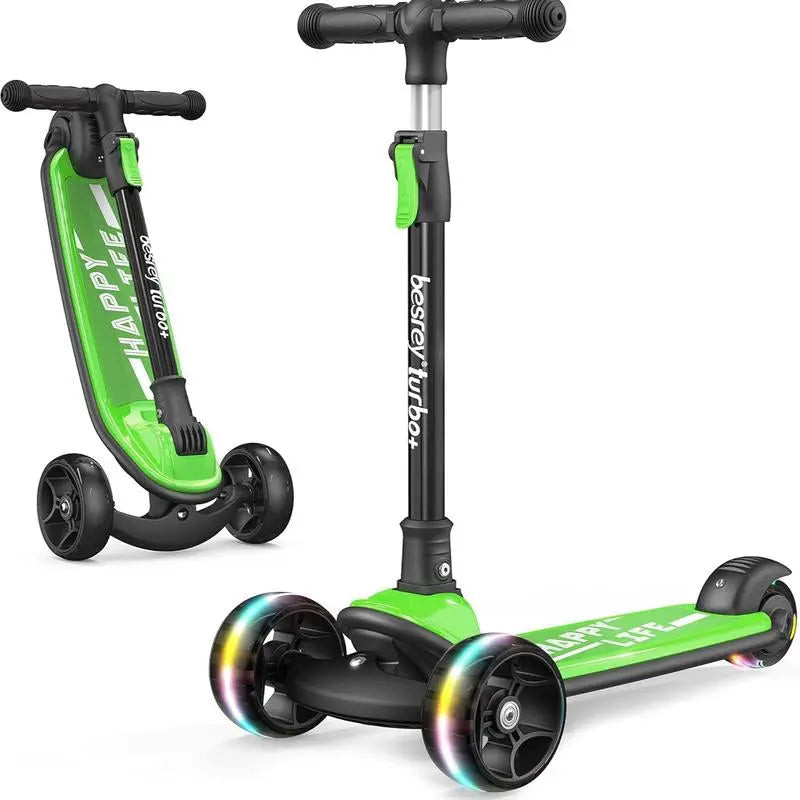 Besrey Scooter for Kid for 3-13 Years Old Adjustable Folding Kids Scooter with LED Lights Extra Wide Deck Suitable for Outdoor Toys Doona