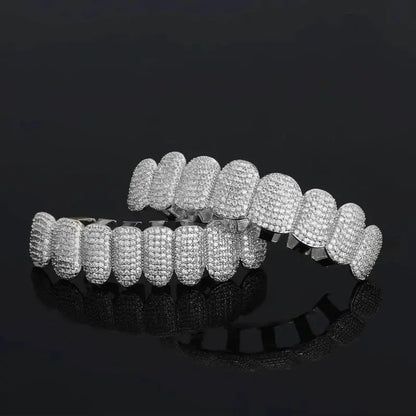 Big Shinning Bling Bling Iced Out Teeth Grillz Hip Hop Top & Bottom Grills Dental Mouth Punk Teeth Caps Cosplay Party upscaleclicks