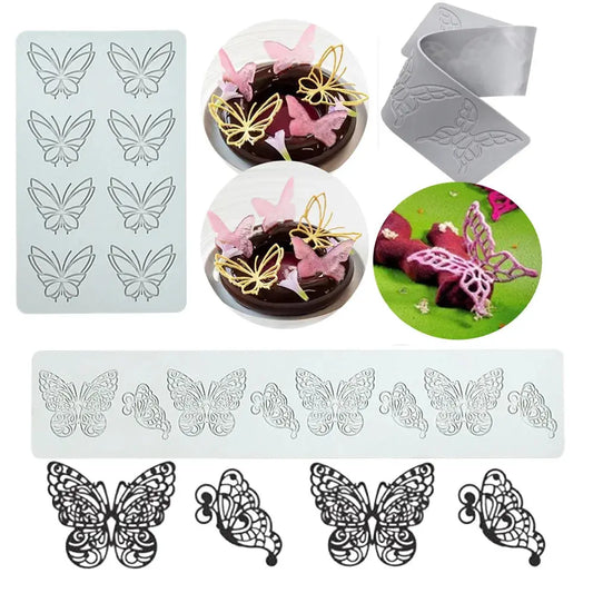 Butterfly style Sugar Flipping Silicone Lace Pad DIY Leaf Patterns Chocolate Thin Crisp Dessert Decorating Tool Cake Baking Mold upscaleclicks