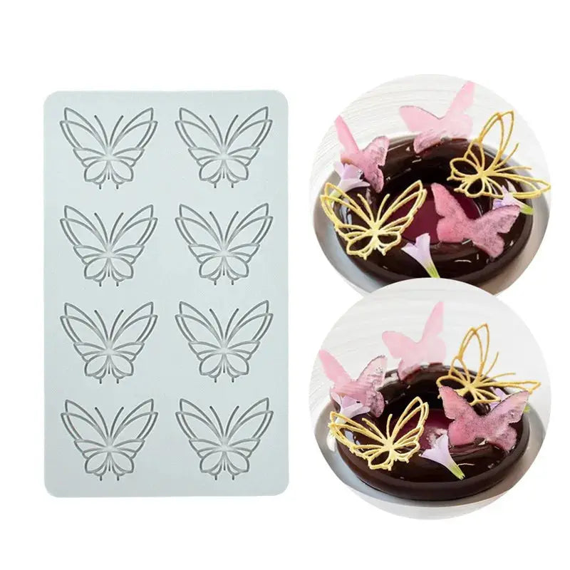 Butterfly style Sugar Flipping Silicone Lace Pad DIY Leaf Patterns Chocolate Thin Crisp Dessert Decorating Tool Cake Baking Mold upscaleclicks