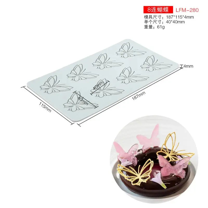 Butterfly style Sugar Flipping Silicone Lace Pad DIY Leaf Patterns Chocolate Thin Crisp Dessert Decorating Tool Cake Baking Mold upscaleclicks