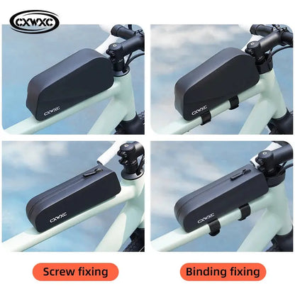 CXWXC Bike Top Tube Bag TPU Waterproof Cycling Front Bag Magnetic Lid Gravel Road Bike Top Frame Bag With Screws or Straps upscaleclicks