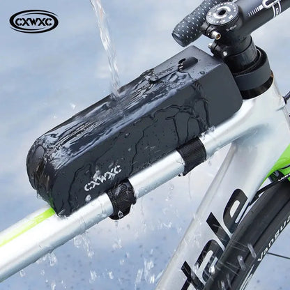 CXWXC Bike Top Tube Bag TPU Waterproof Cycling Front Bag Magnetic Lid Gravel Road Bike Top Frame Bag With Screws or Straps upscaleclicks