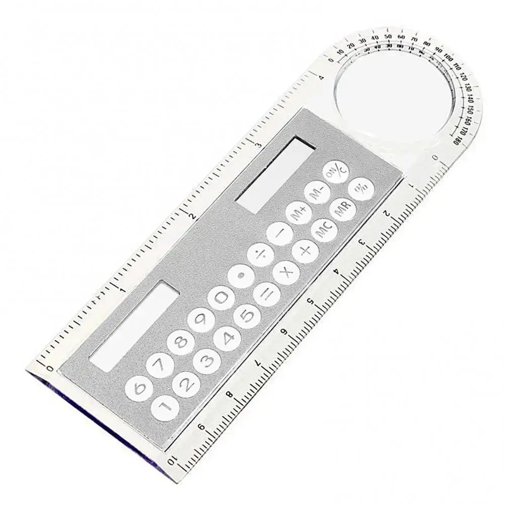 Calculator Mini School Supplies Solar Transparent Ruler with Magnifier Student School Supplies