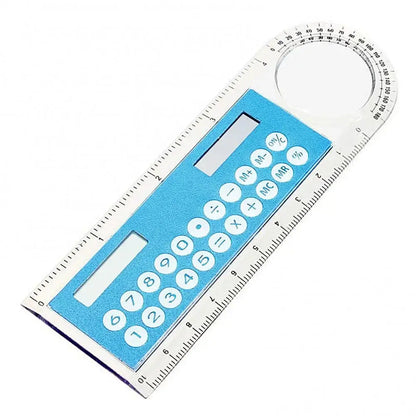 Calculator Mini School Supplies Solar Transparent Ruler with Magnifier Student School Supplies