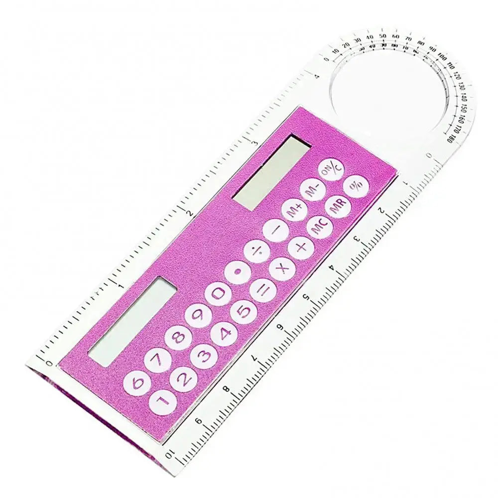 Calculator Mini School Supplies Solar Transparent Ruler with Magnifier Student School Supplies