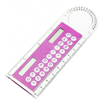 Calculator Mini School Supplies Solar Transparent Ruler with Magnifier Student School Supplies