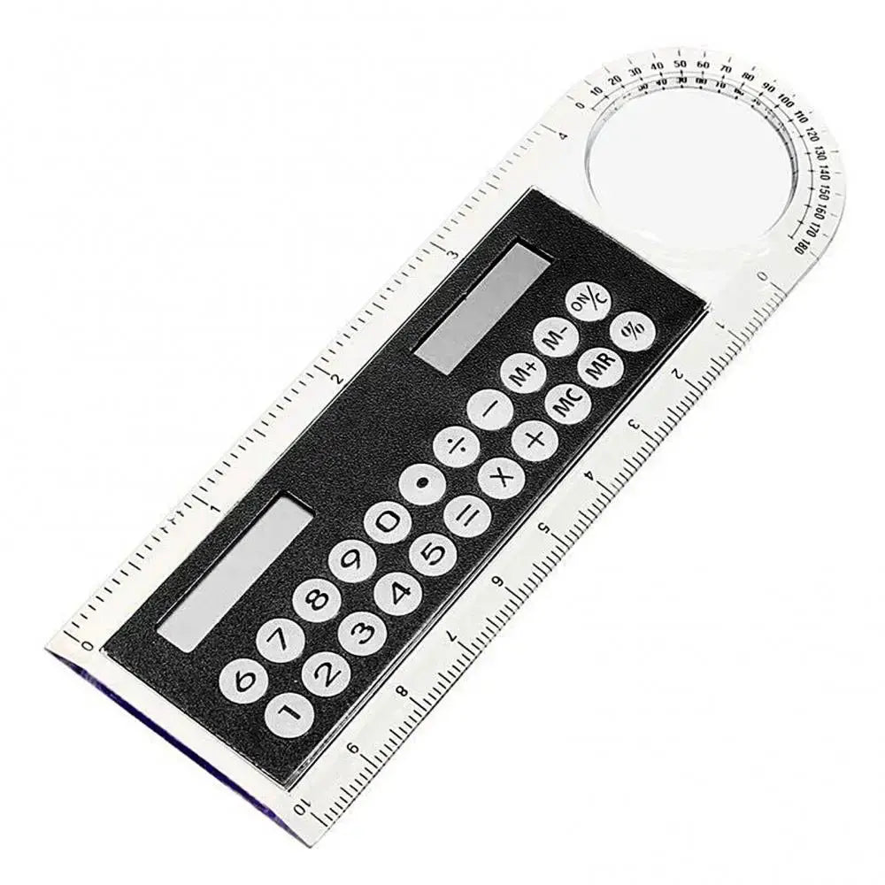 Calculator Mini School Supplies Solar Transparent Ruler with Magnifier Student School Supplies