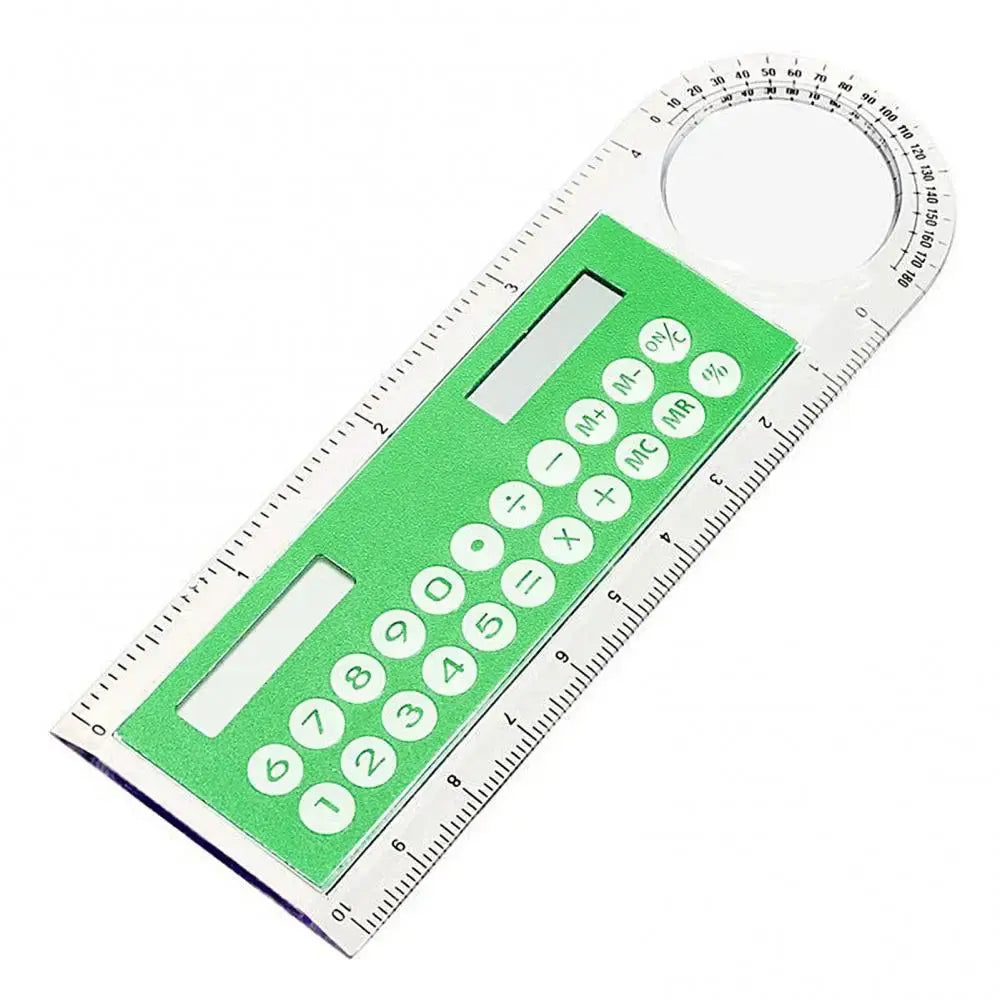 Calculator Mini School Supplies Solar Transparent Ruler with Magnifier Student School Supplies