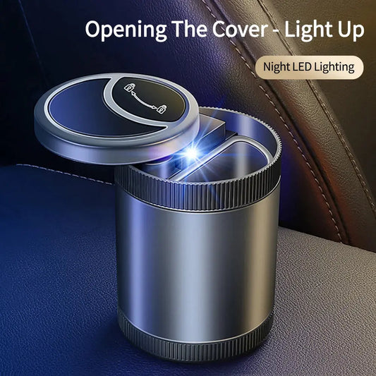 Car Ashtray Intelligent Automatic Induction Switching Multi-function Car Ashtray with Cover LED Blue Light Portable Cenicero Cup upscaleclicks