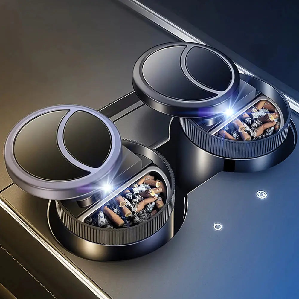 Car Ashtray Intelligent Automatic Induction Switching Multi-function Car Ashtray with Cover LED Blue Light Portable Cenicero Cup upscaleclicks