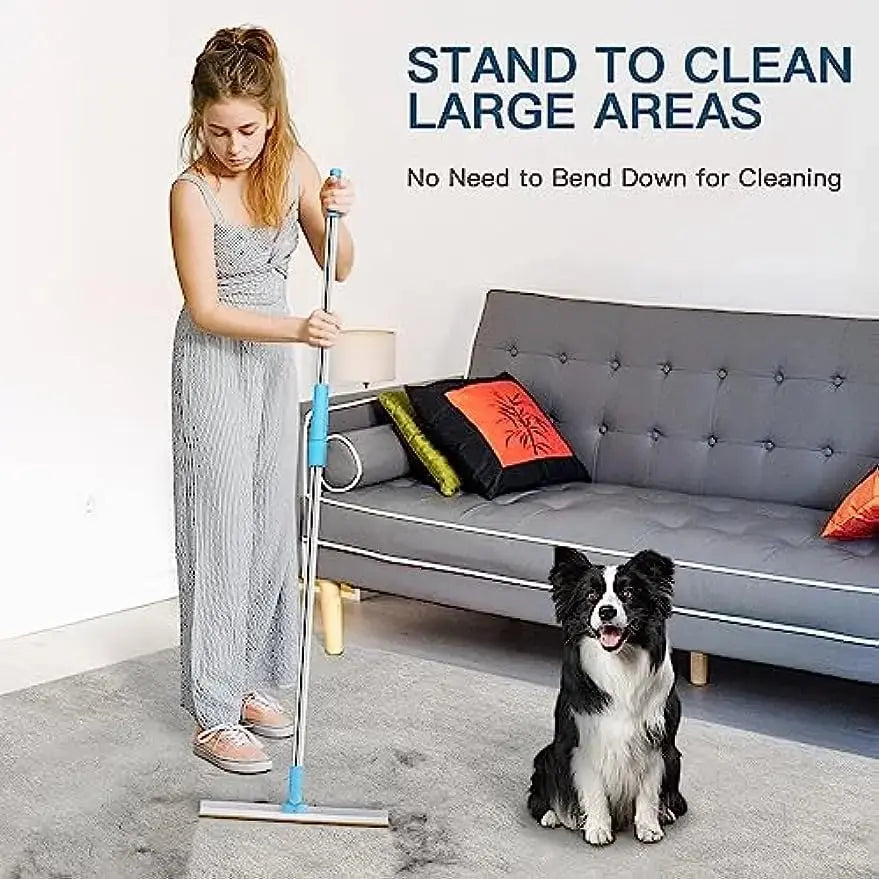 Carpet Rake Pet Hair Remover Set Pet Hair Removal Tool Telescopic Handle Rug Rake for Dog Cat Hair 180° Rotation Carpet Shave upscaleclicks