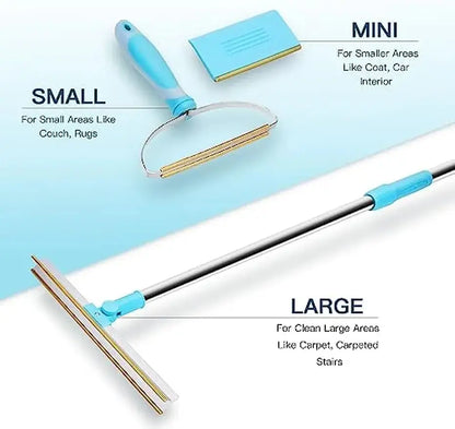 Carpet Rake Pet Hair Remover Set Pet Hair Removal Tool Telescopic Handle Rug Rake for Dog Cat Hair 180° Rotation Carpet Shave upscaleclicks