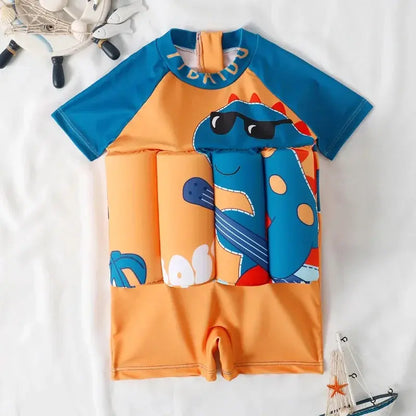 Children's Buoyancy Swimsuit One-piece Swimsuit for Kids Floating Rash Guards Cartoon Print Girls Boys Swimwear Swimming Clothes upscaleclicks