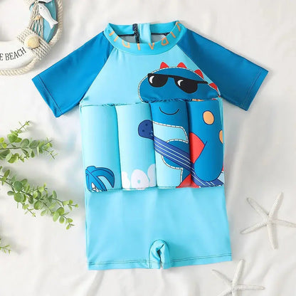 Children's Buoyancy Swimsuit One-piece Swimsuit for Kids Floating Rash Guards Cartoon Print Girls Boys Swimwear Swimming Clothes upscaleclicks