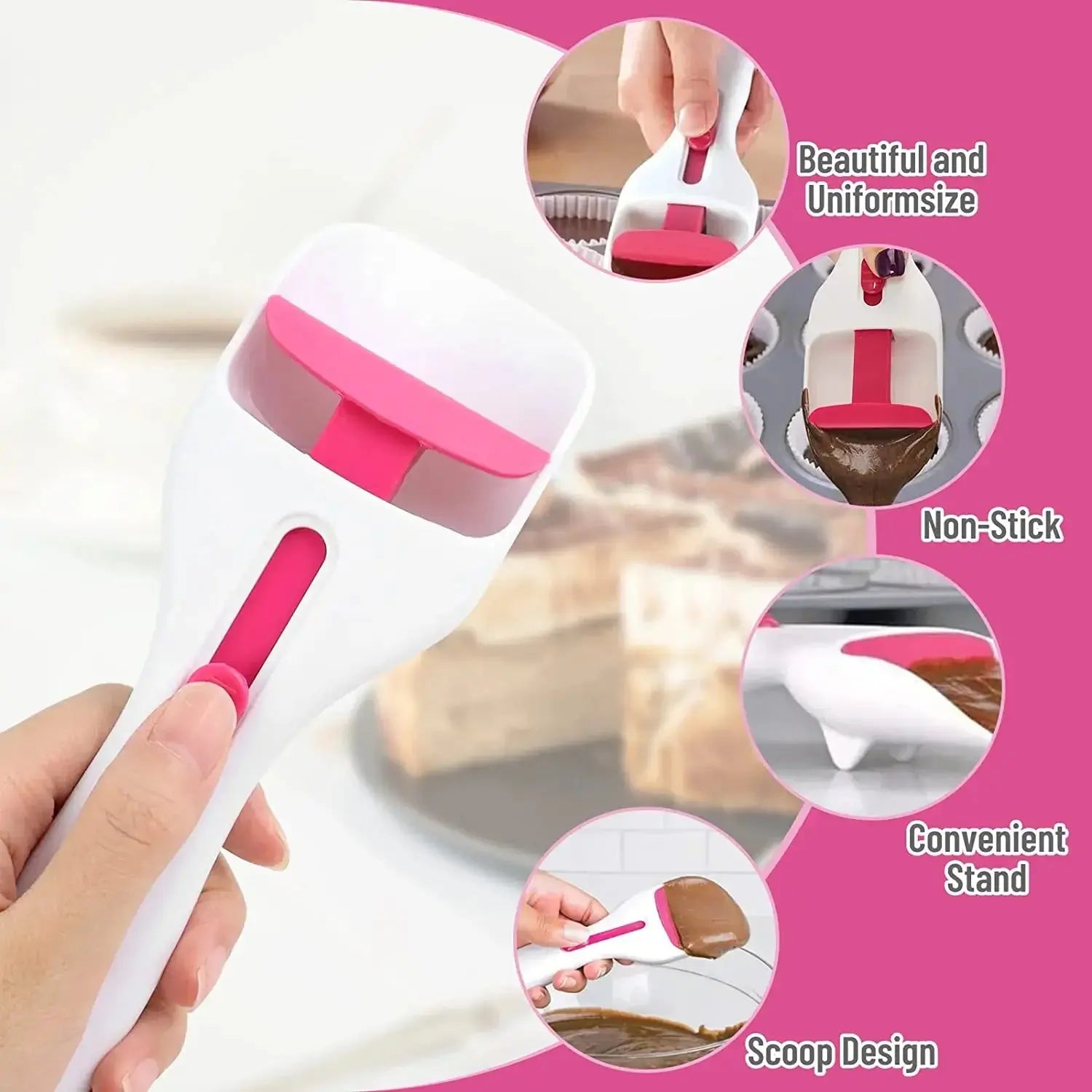 Chocolate Cake Batter Distribution Scoop Can Push Labor-saving Cupcake Scoop Dispenser Home Baking Tools Kitchen Accessories upscaleclicks