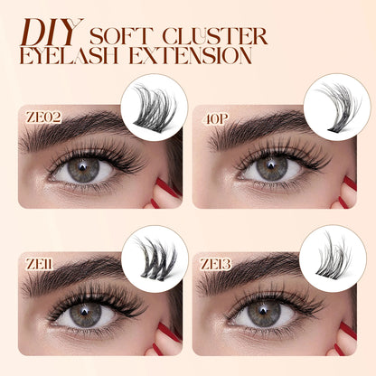 Cluster Lashes Fluffy Soft And Easy String 80pcs False Eyelashes  0.1mm Ultra-thin Band Natural Eyelash Extension Bundle Makeup upscaleclicks
