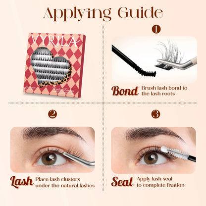 Cluster Lashes Fluffy Soft And Easy String 80pcs False Eyelashes  0.1mm Ultra-thin Band Natural Eyelash Extension Bundle Makeup upscaleclicks