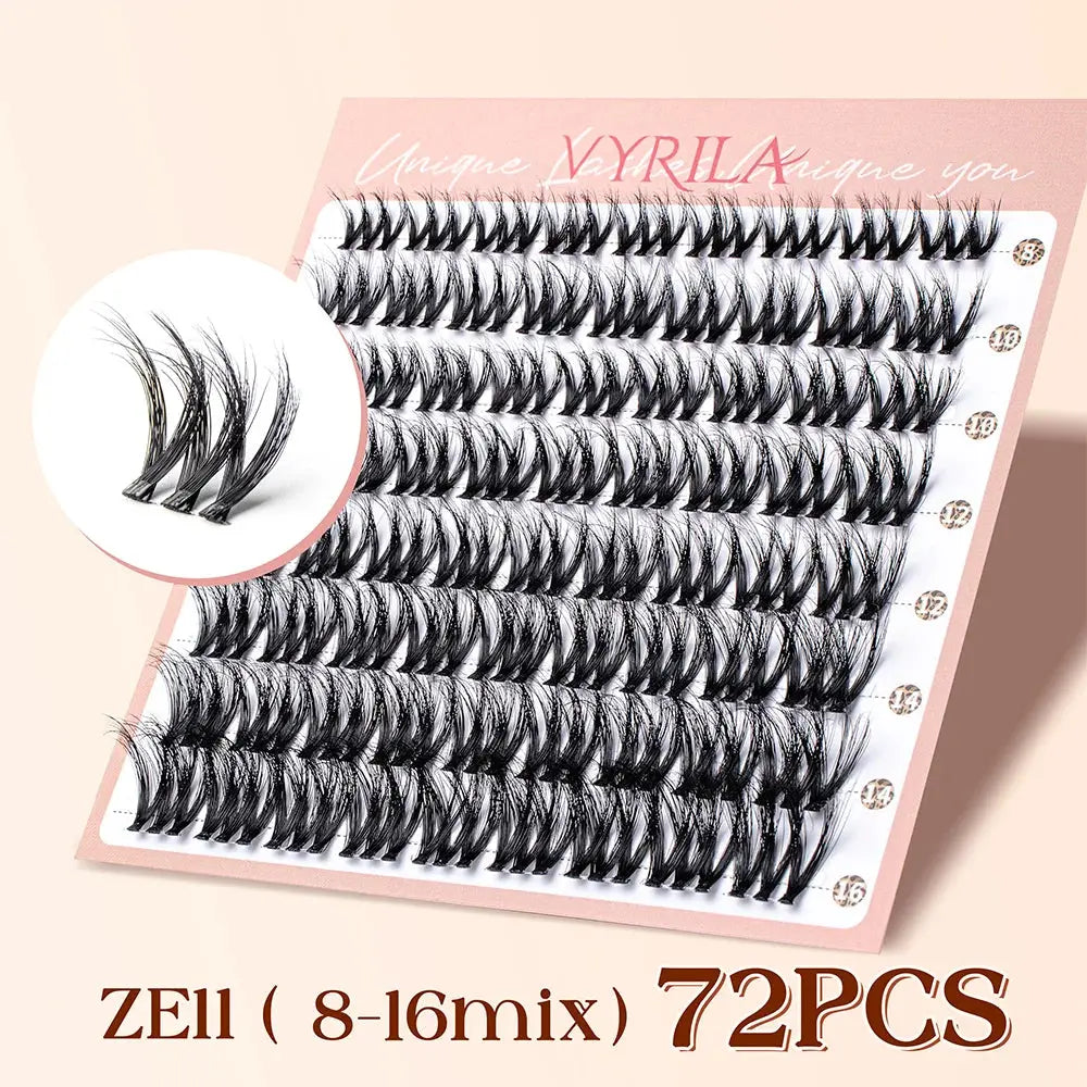 Cluster Lashes Fluffy Soft And Easy String 80pcs False Eyelashes  0.1mm Ultra-thin Band Natural Eyelash Extension Bundle Makeup upscaleclicks