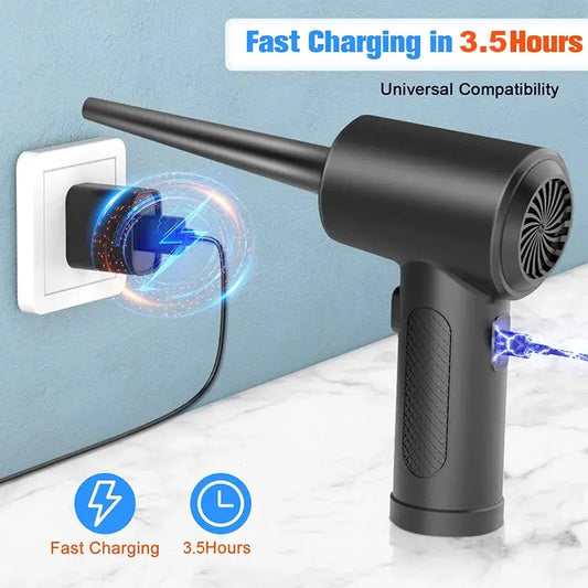 Cordless Air Duster, 5-in-1 High-Speed Blower for PC/Car/Home/Hair Cleaning with 3 Nozzles & 3000mAh Rechargeable Battery upscaleclicks