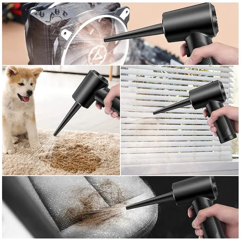 Cordless Air Duster, 5-in-1 High-Speed Blower for PC/Car/Home/Hair Cleaning with 3 Nozzles & 3000mAh Rechargeable Battery upscaleclicks
