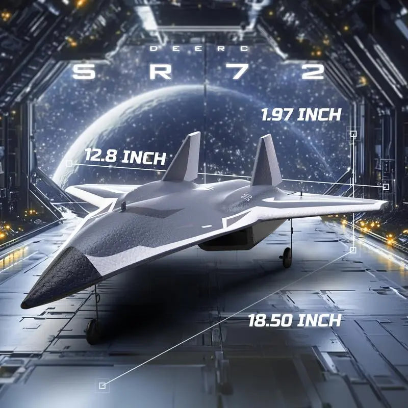 DEERC RC Plane SR72 Airplane with 4 CH Durable Remote Control, Twin Ducted Fans, 2 Brushed Motors, 3 Flight Modes, 2 Lipo Batteries, 2.4Ghz RTF Glider