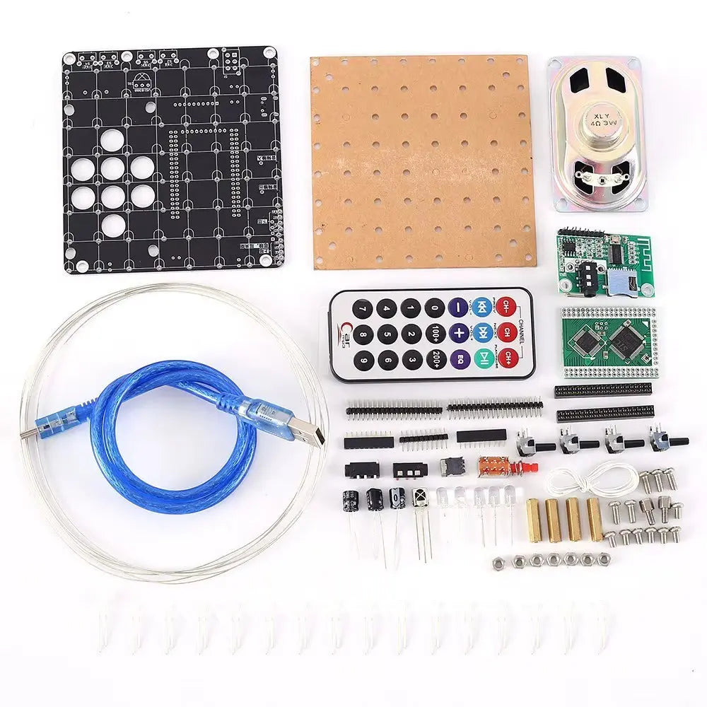 DIY Electronic Kit RGB Music LED Light 3D Cube Colorful 8X8X8 3D8 with Remote Control for Soldering Project Practice STEM Train