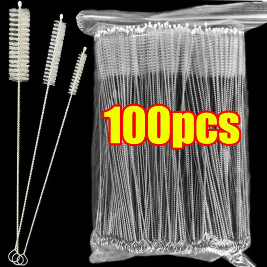 Drinking Straw Cleaning Brush Kit Reusable Tube Pipe Cleaner Nylon Stainless Steel Long Cleaning Brushes for Baby Cup Bottles upscaleclicks
